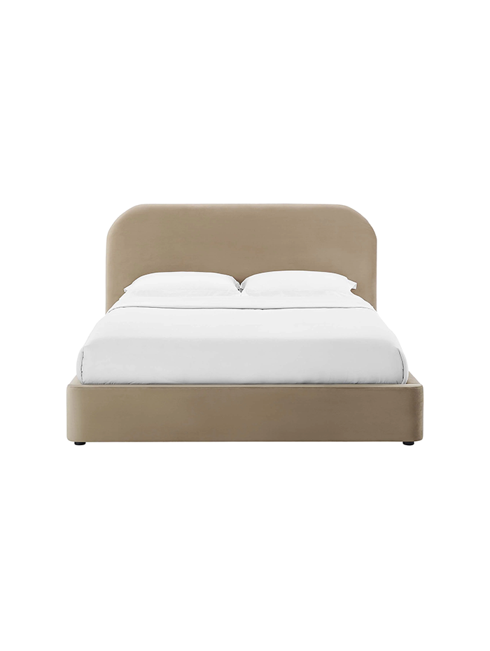 Heather Velvet King Bed, Taupe