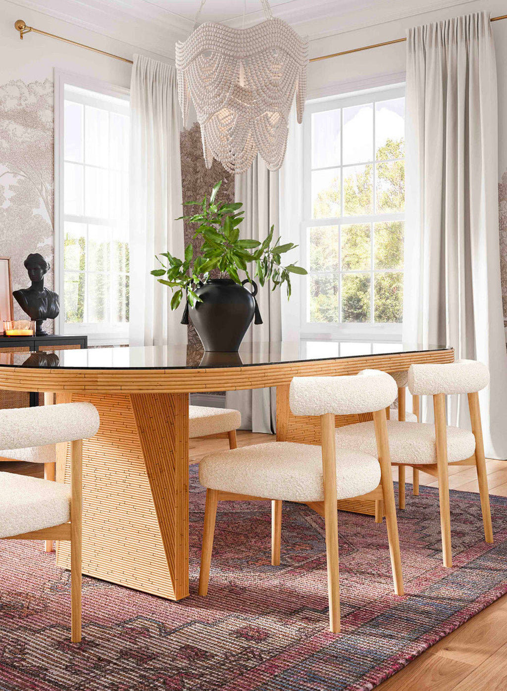 Almond Boucle Side Chair, Cream