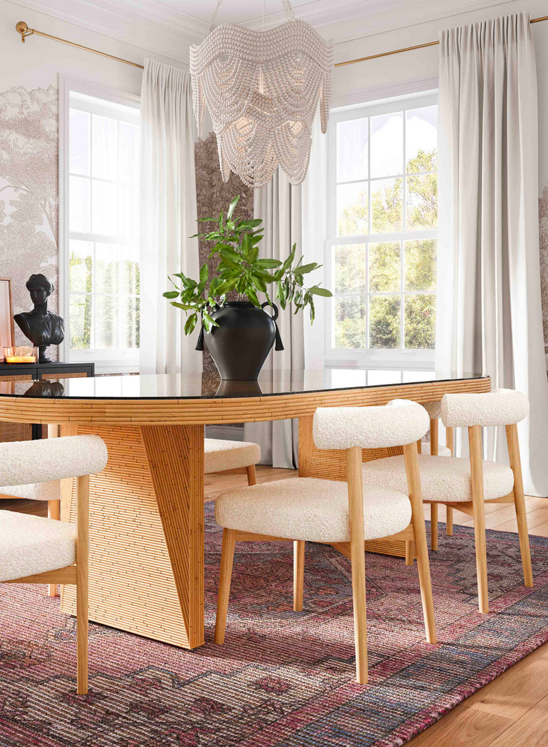 Almond Boucle Side Chair, Cream