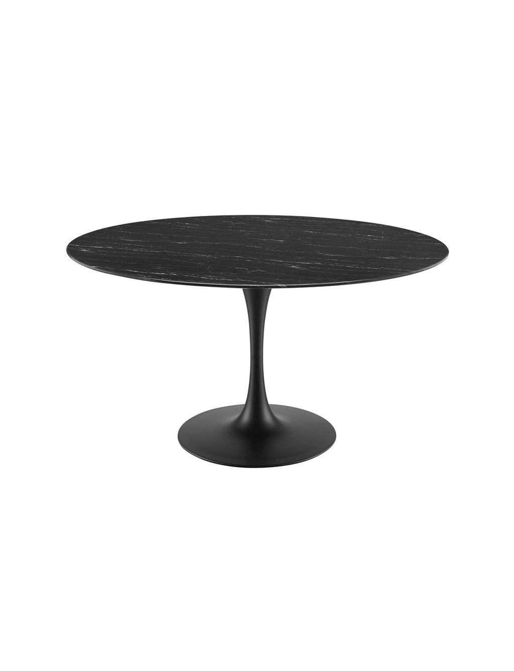 Lily Round Black Marble 48 Dining Table, black base