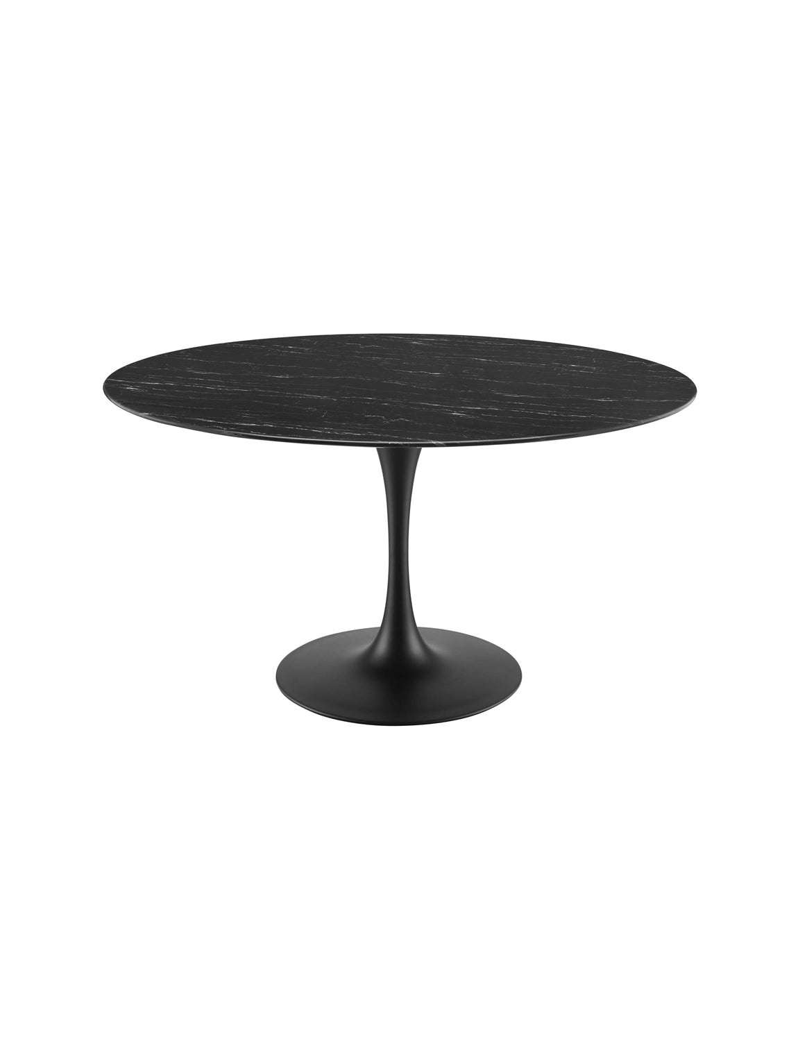 Lily Round Black Marble 40Dining Table, black base