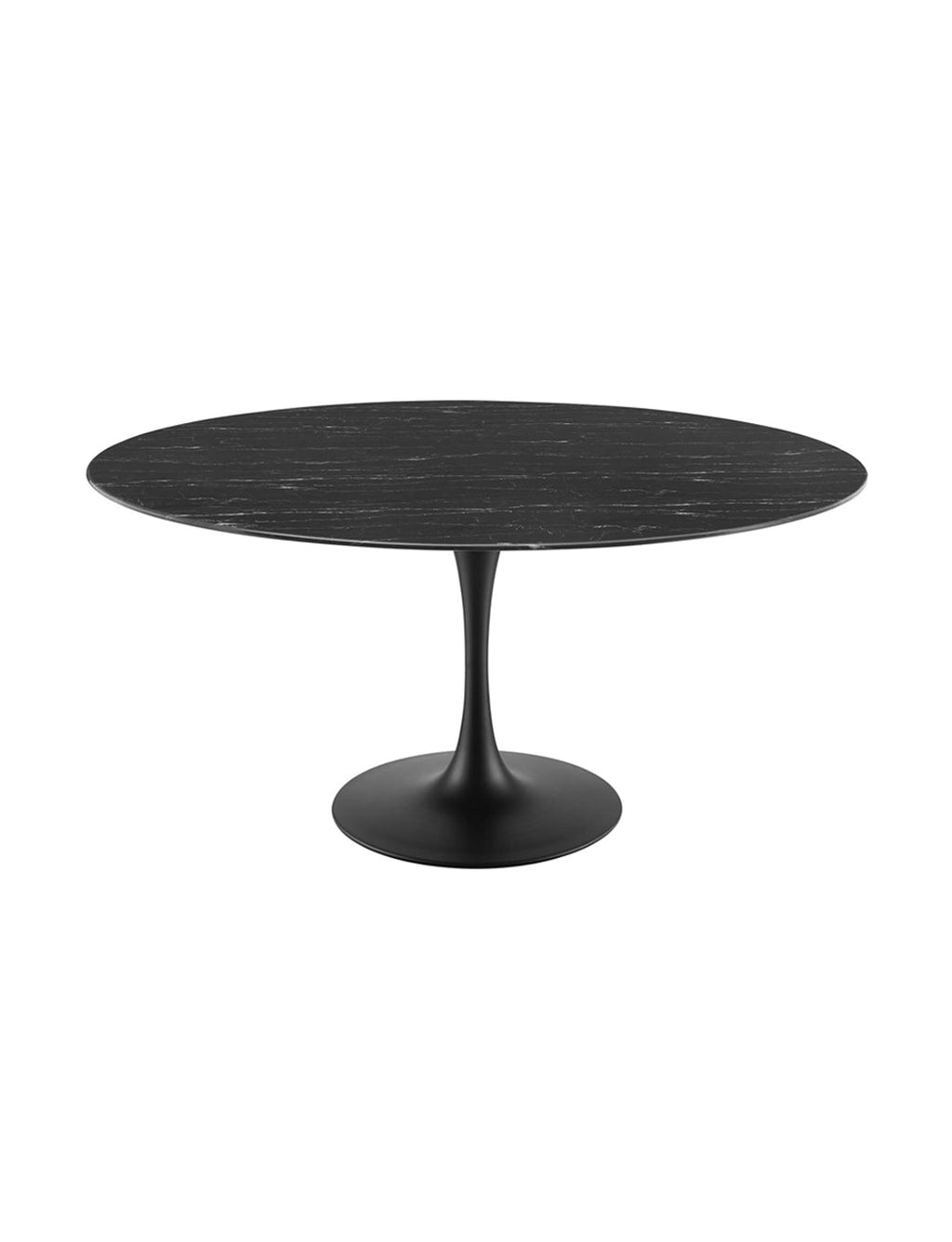 Lily Round Black Marble 48 Dining Table, black base