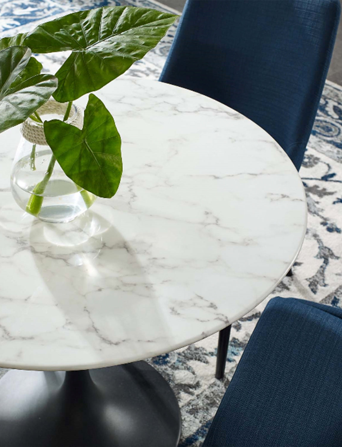 Lily Round Marble 60 Dining Table, black base