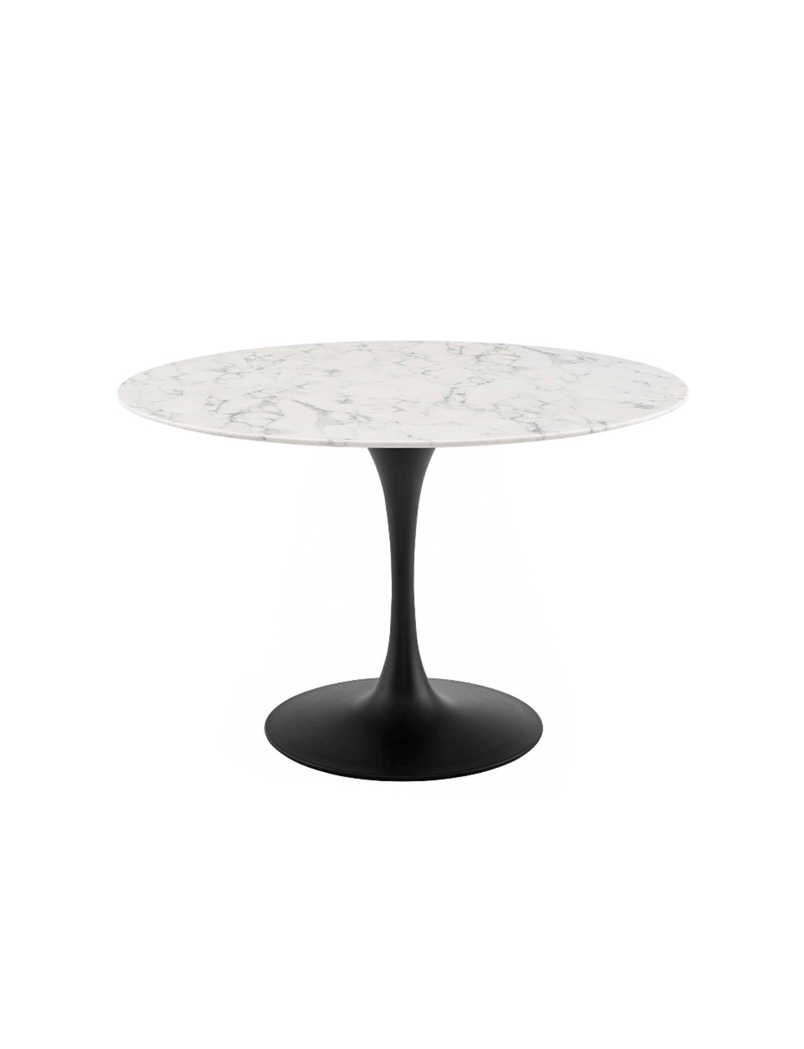 Lily Round Marble 48  Dining Table, black base