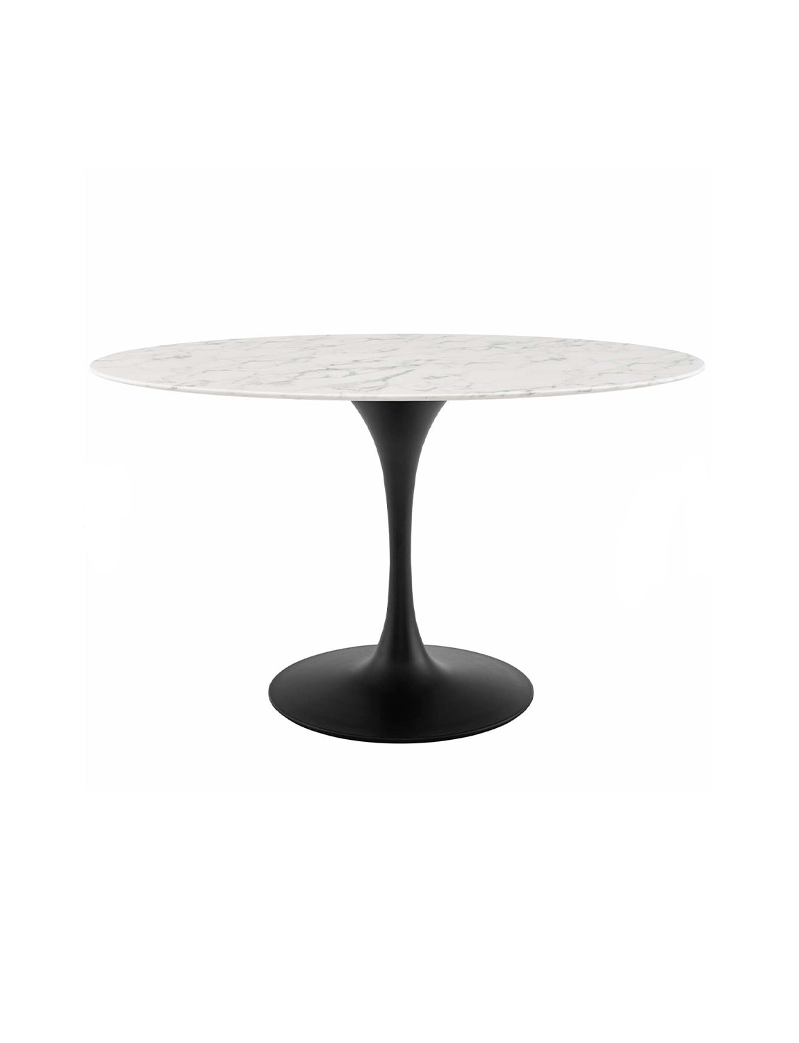 Lily Oval Marble Dining Table, black base