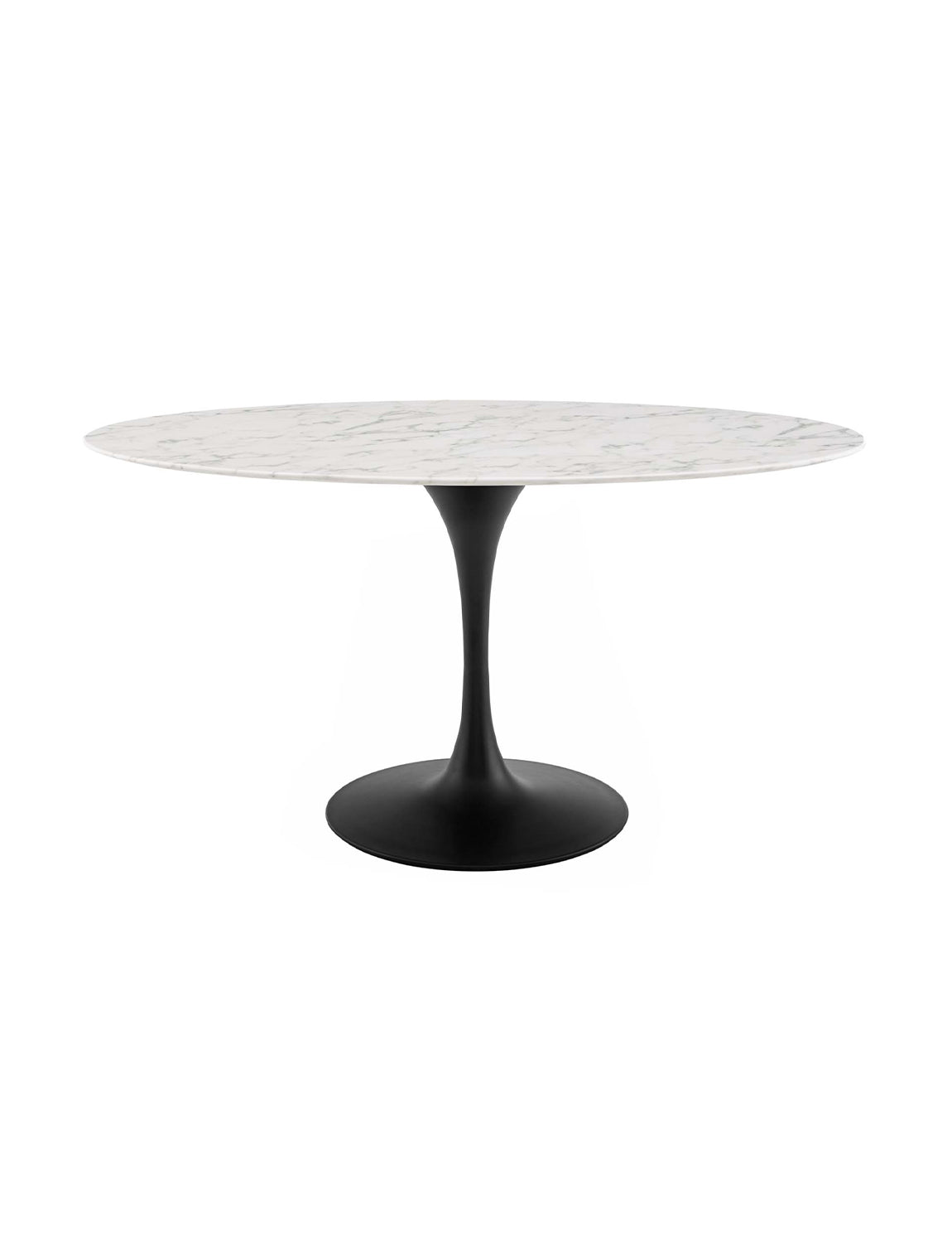 Lily Oval Marble Dining Table, black base