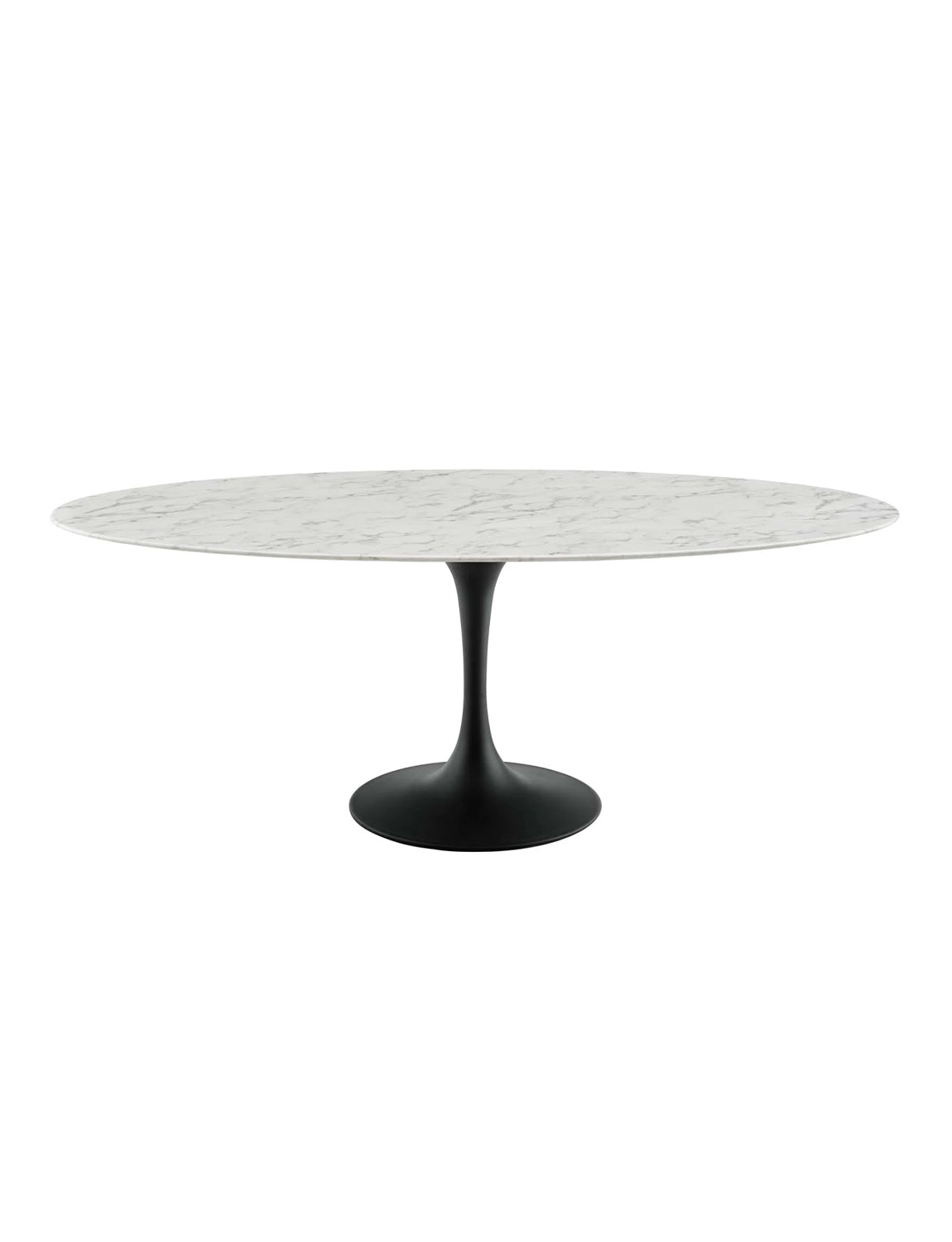 Lily Oval Marble Dining Table, black base