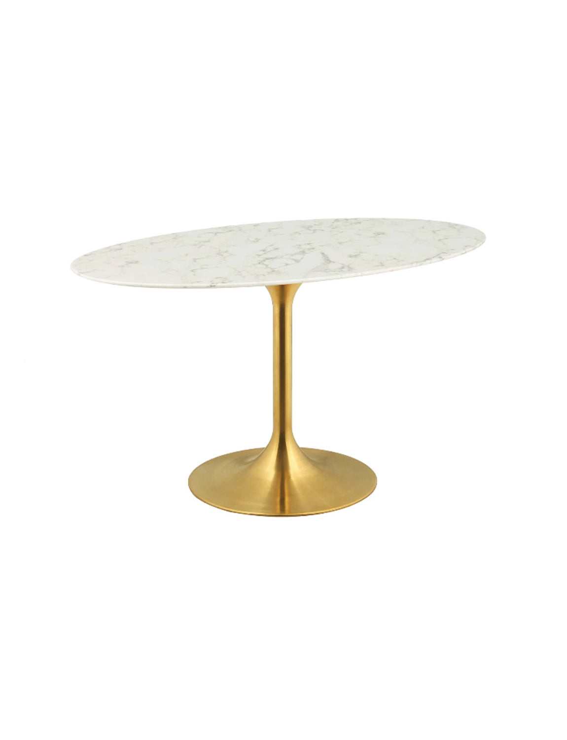 Lily Oval Marble 54 Dining Table, gold base