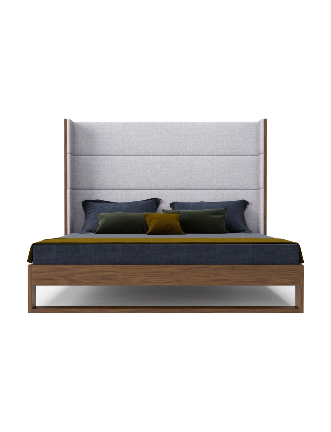 Helio Fabric & Walnut Bed