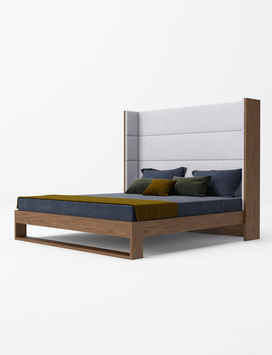 Helio Fabric & Walnut Bed