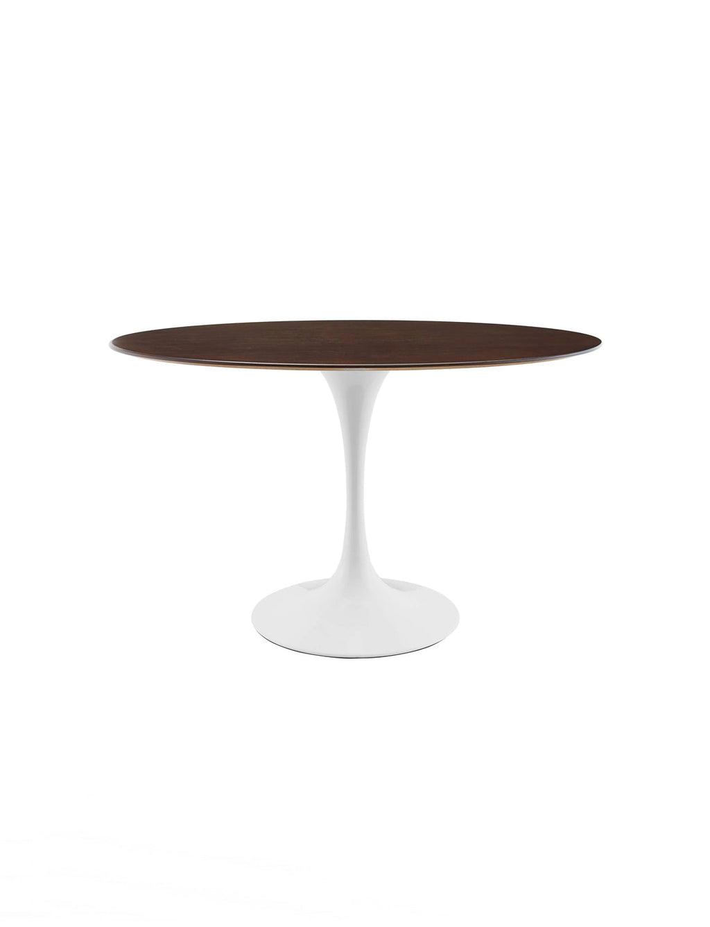 Lily Cherry Walnut Oval Dining Table, white base
