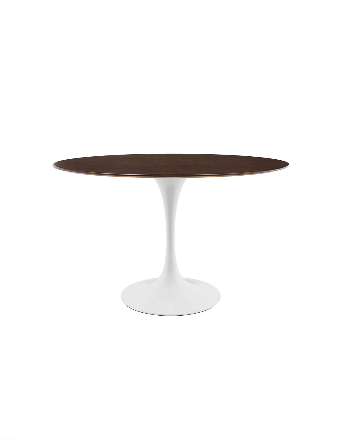 Lily Cherry Walnut Oval Dining Table, white base