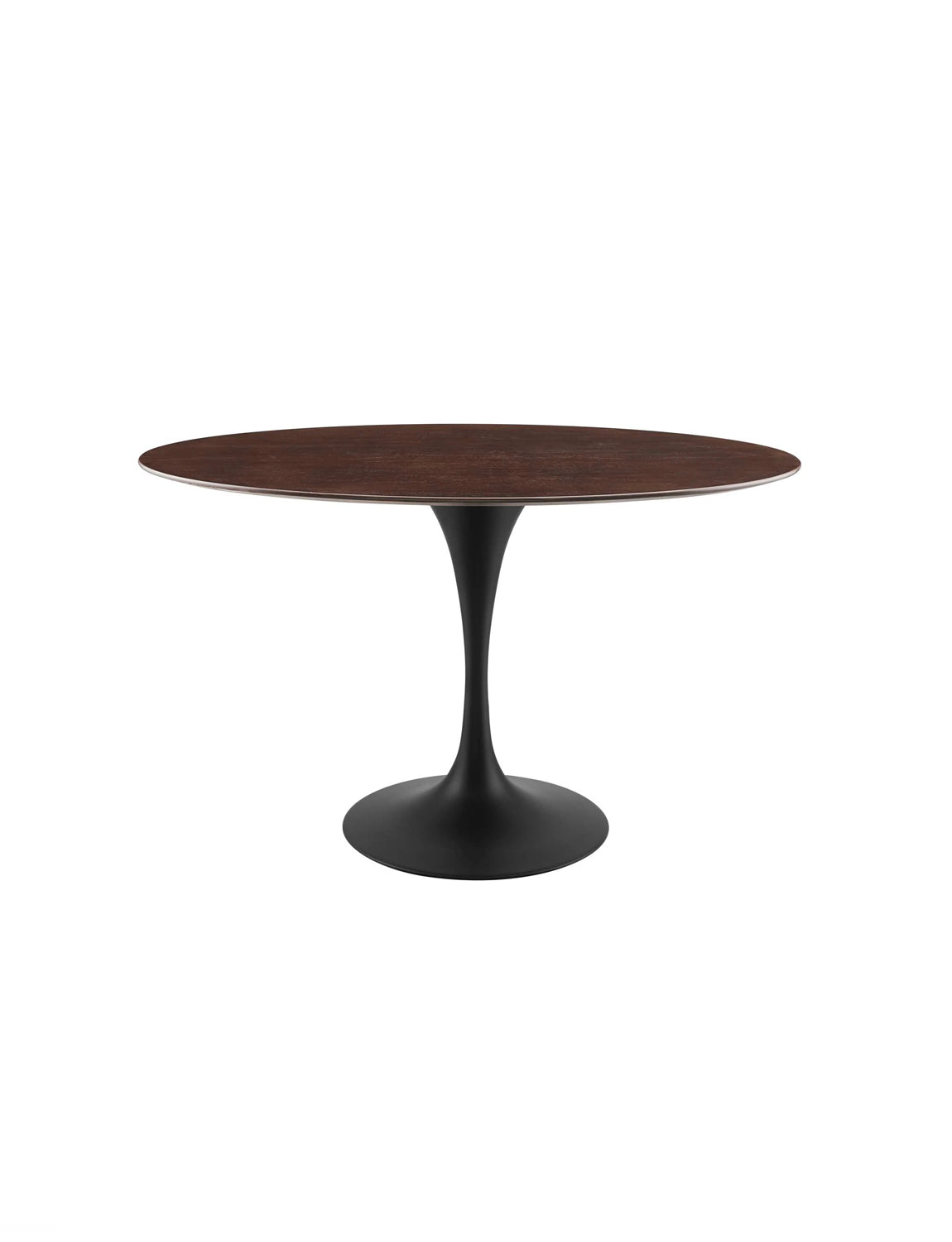 Lily Cherry Walnut Oval Dining Table, black base