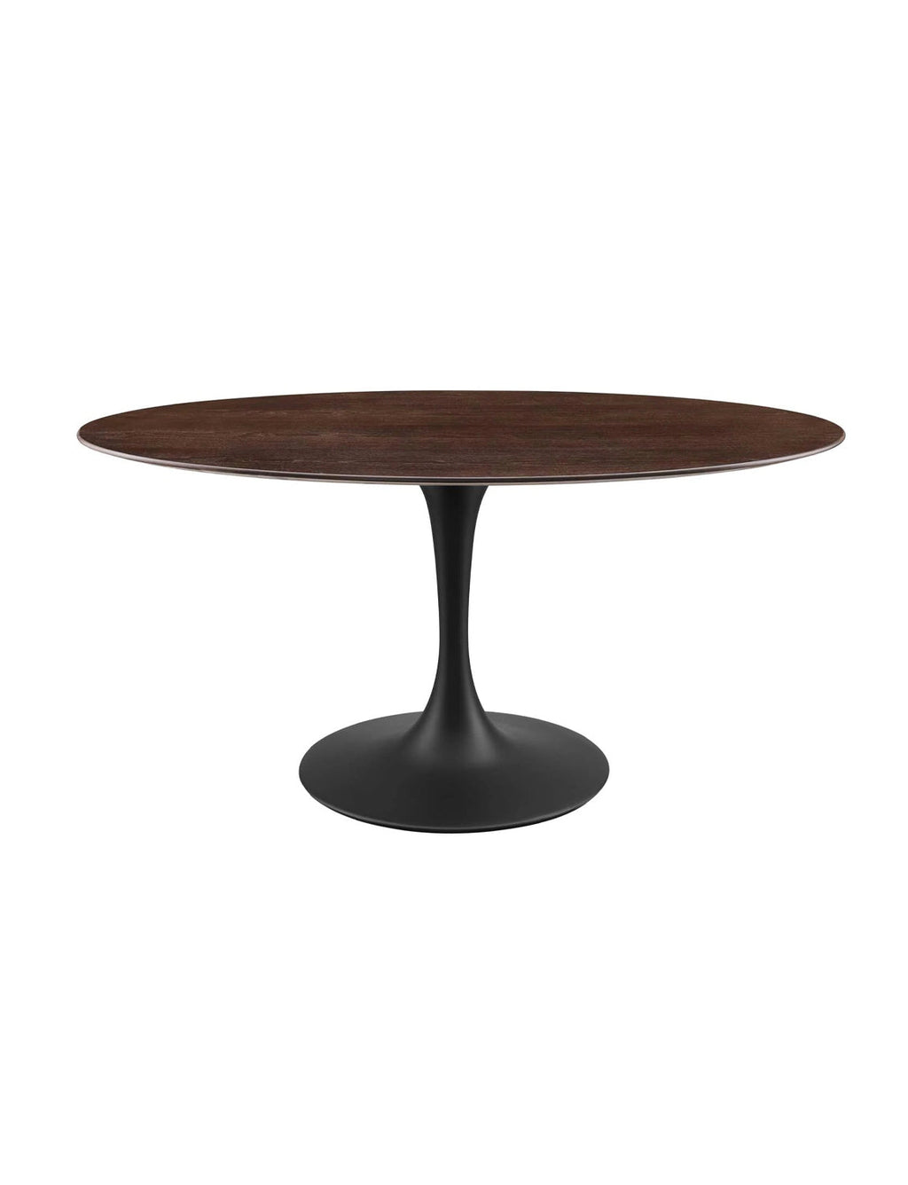 Lily Cherry Walnut Oval Dining Table, black base