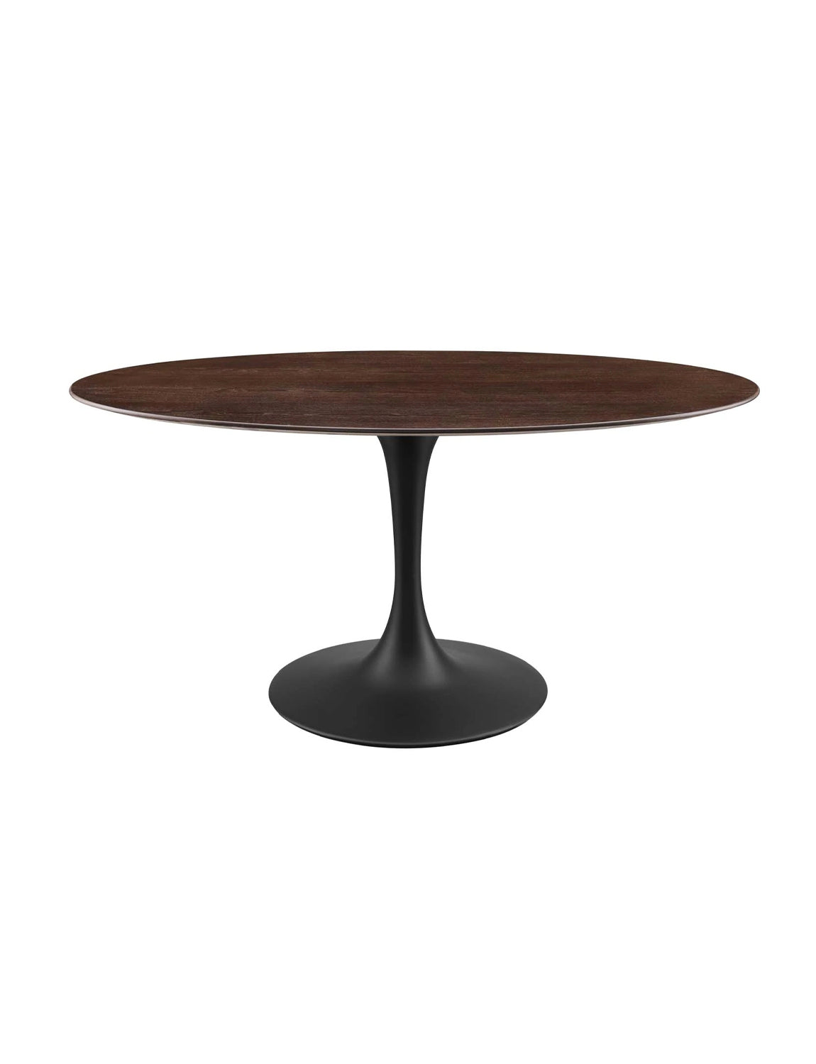 Lily Cherry Walnut Oval Dining Table, black base