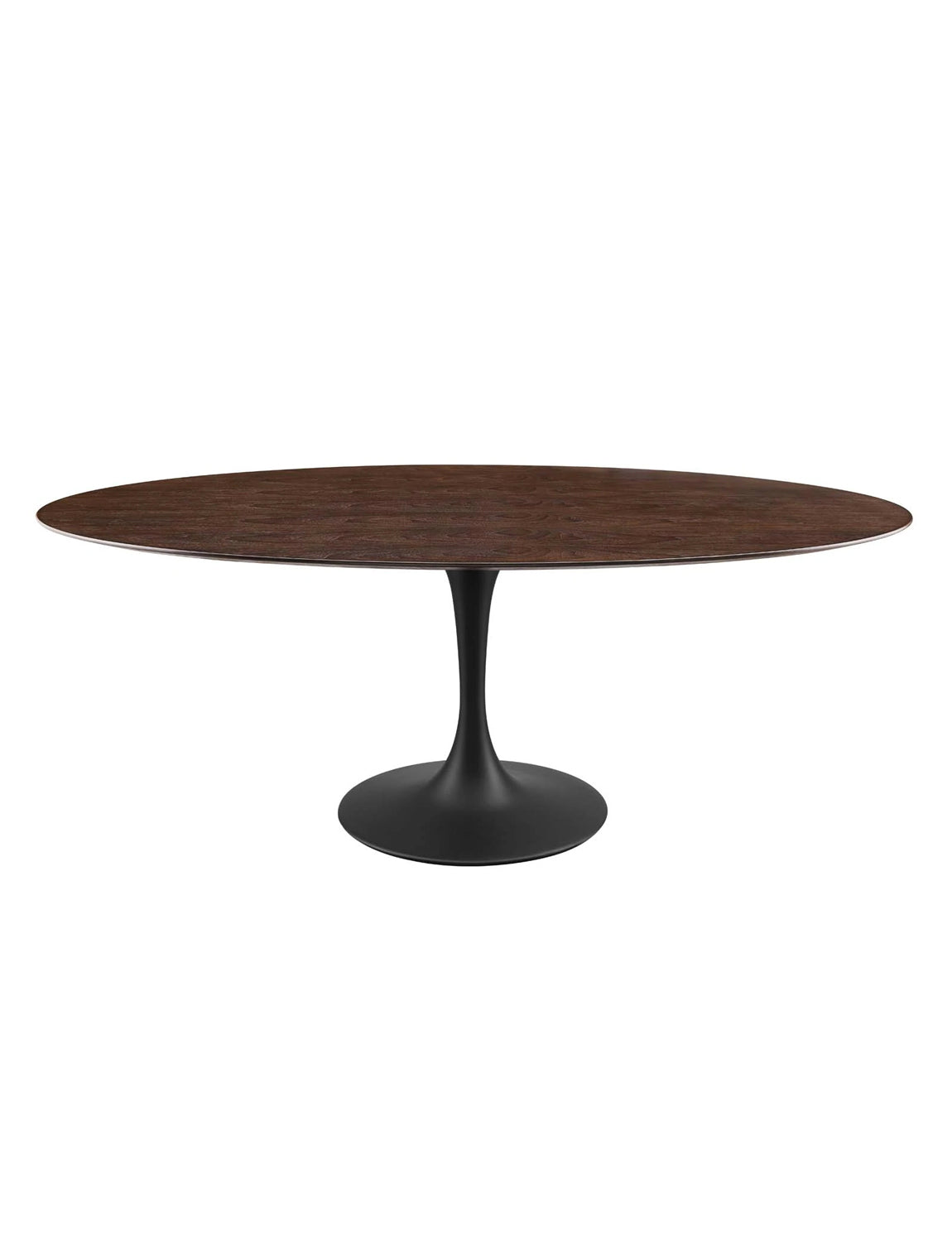 Lily Cherry Walnut Oval Dining Table, black base