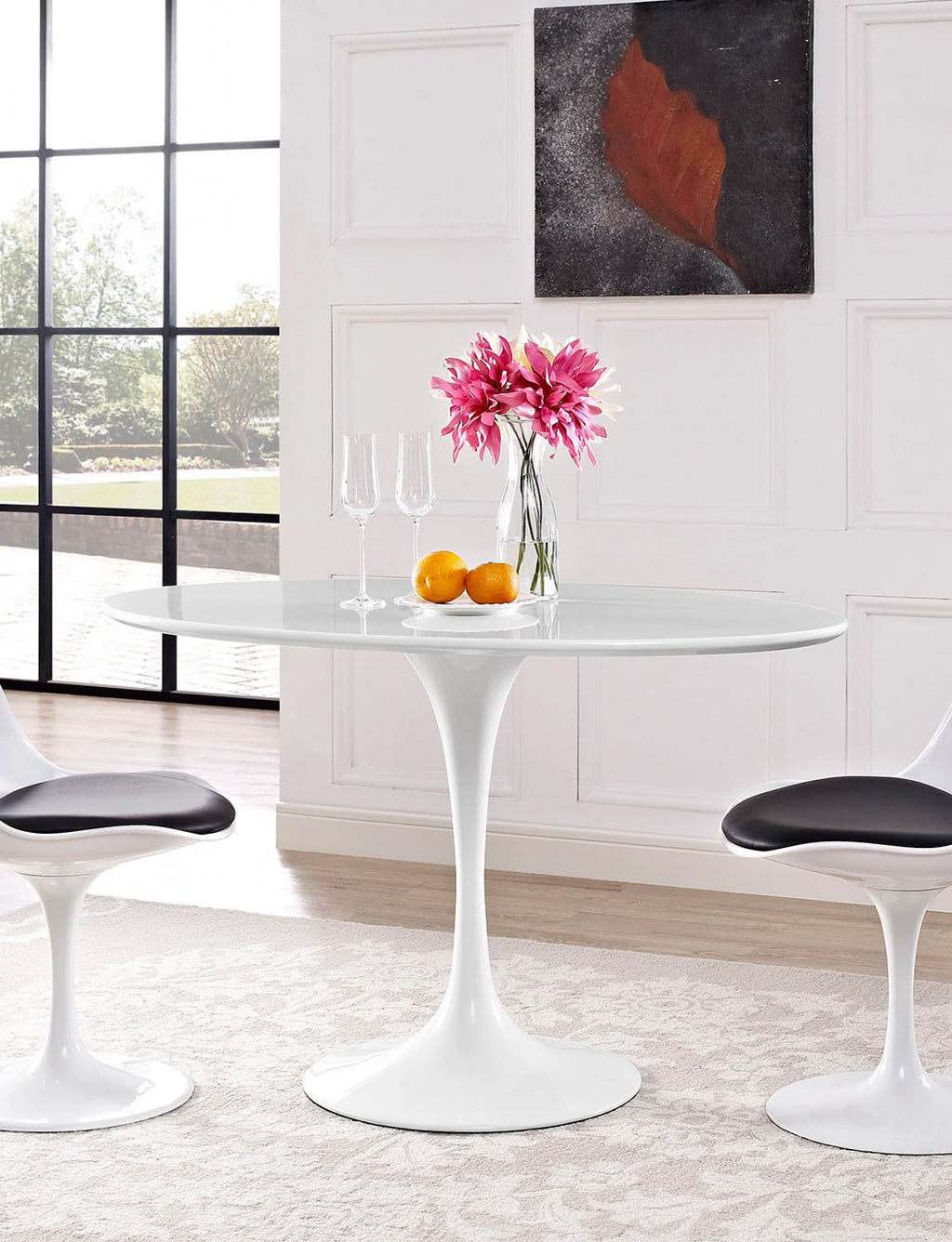 Lily White Oval 60 Dining Table, white base