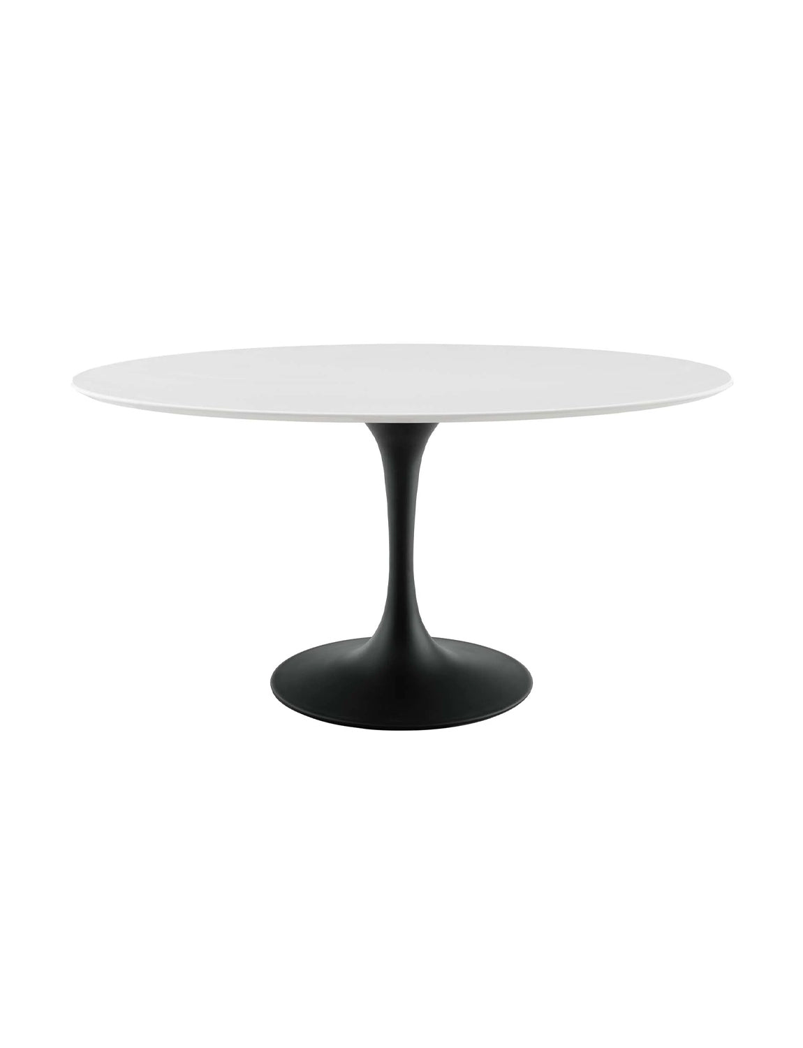 Lily White Oval 60 Dining Table, black base