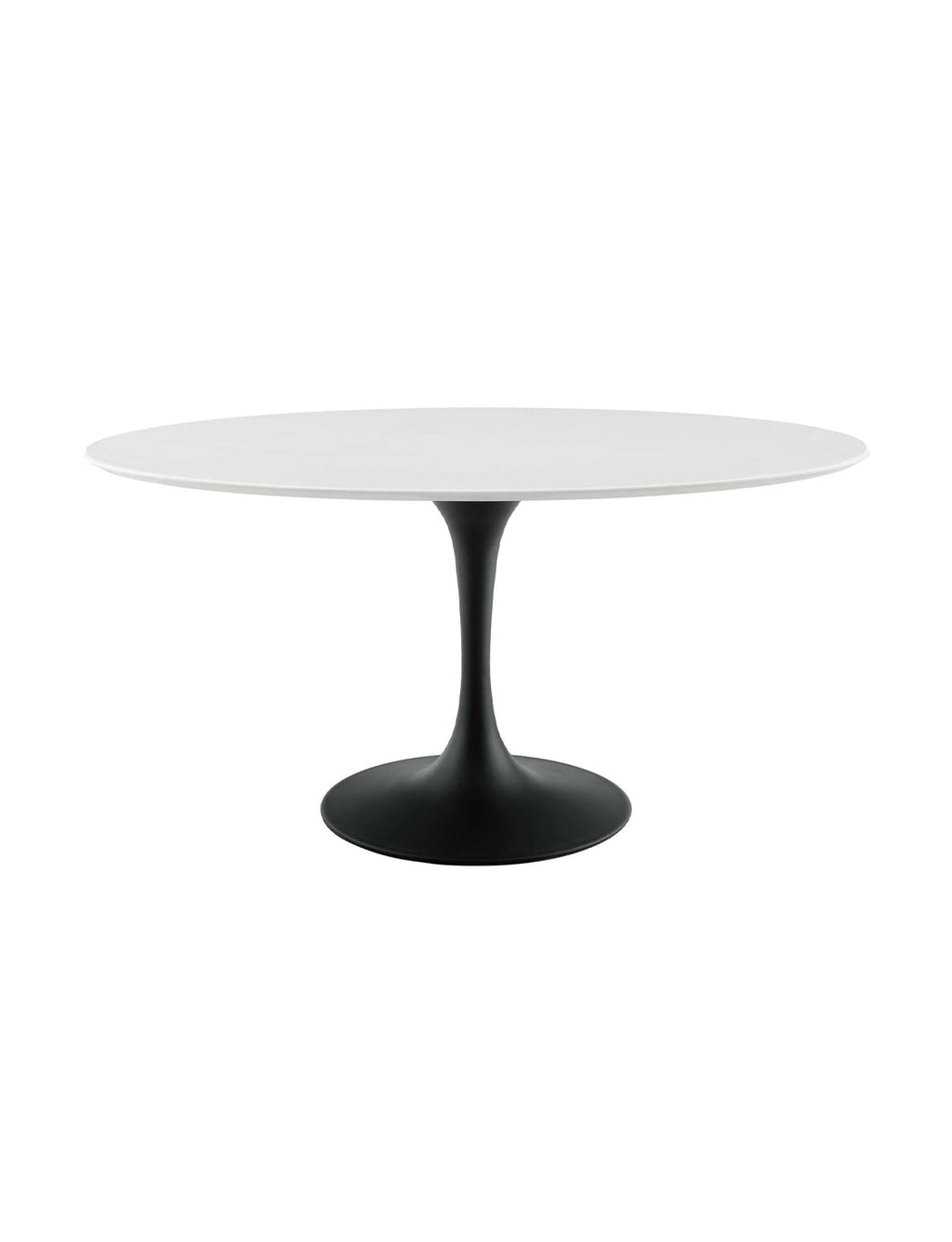 Lily White Oval 78 Dining Table, black base