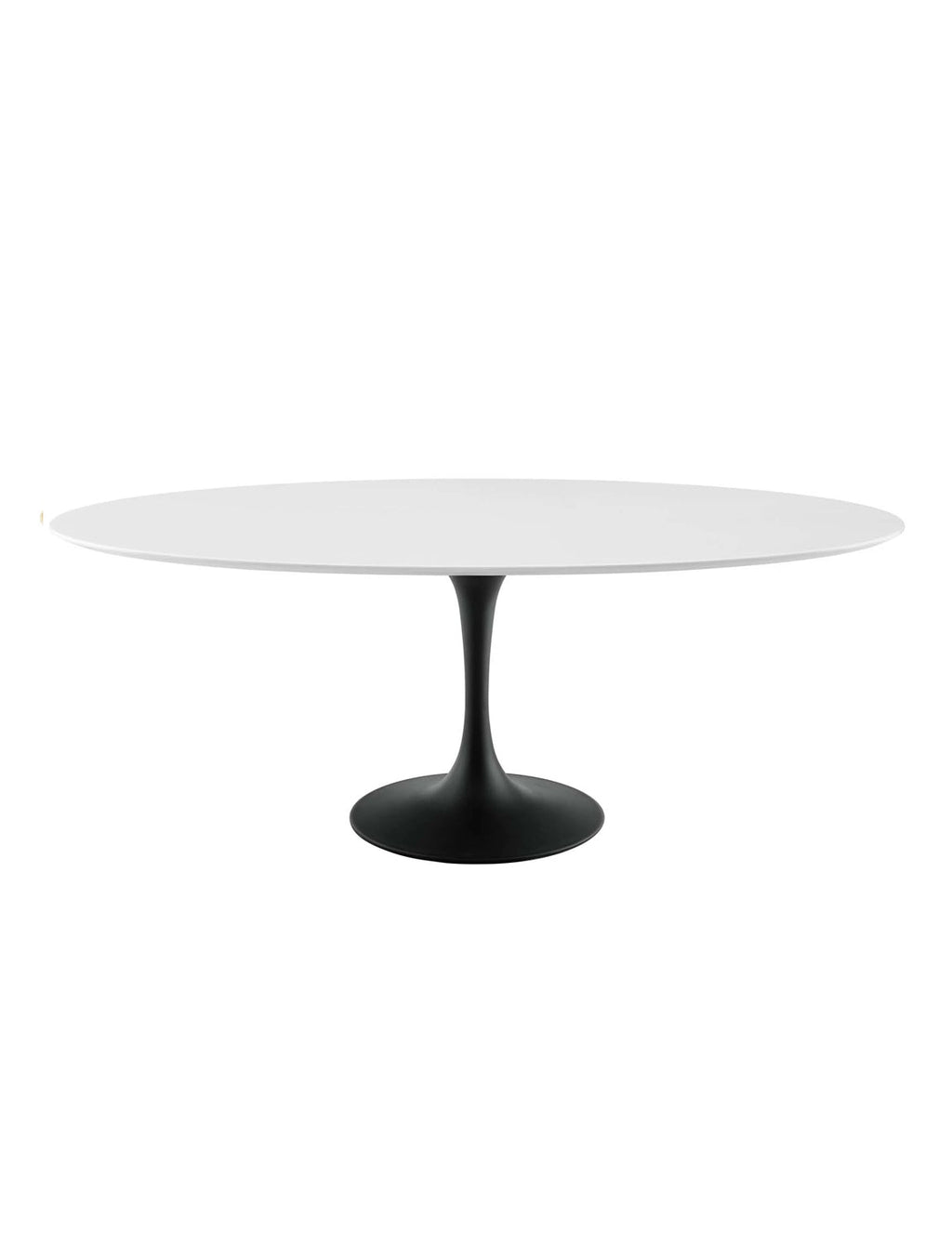Lily White Oval 60 Dining Table, black base