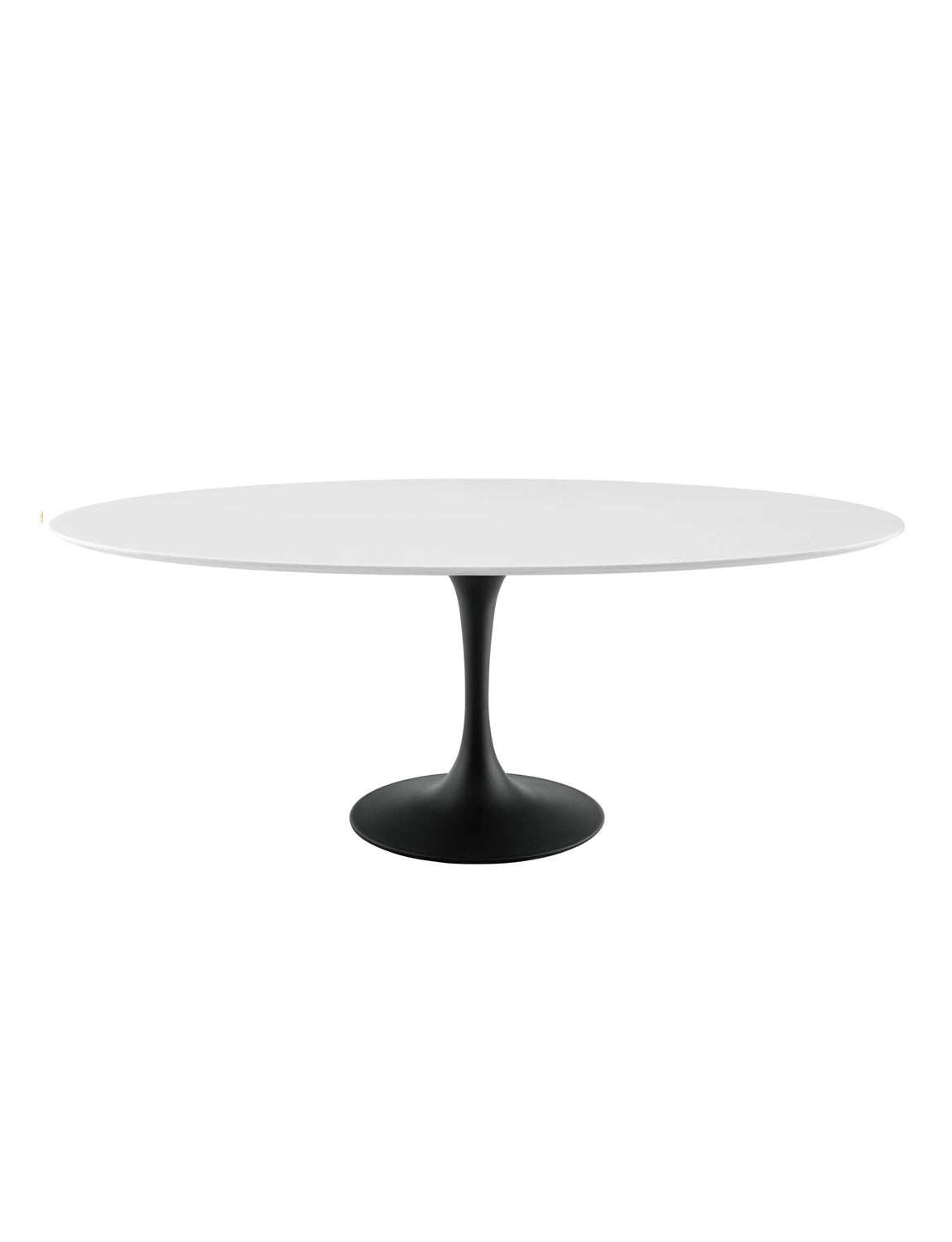 Lily White Oval 78 Dining Table, black base
