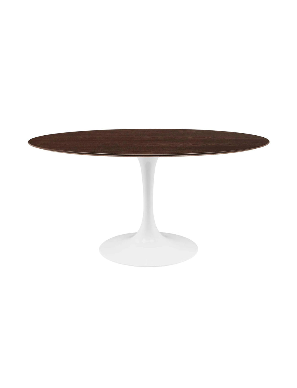 Lily Cherry Walnut Oval Dining Table, white base
