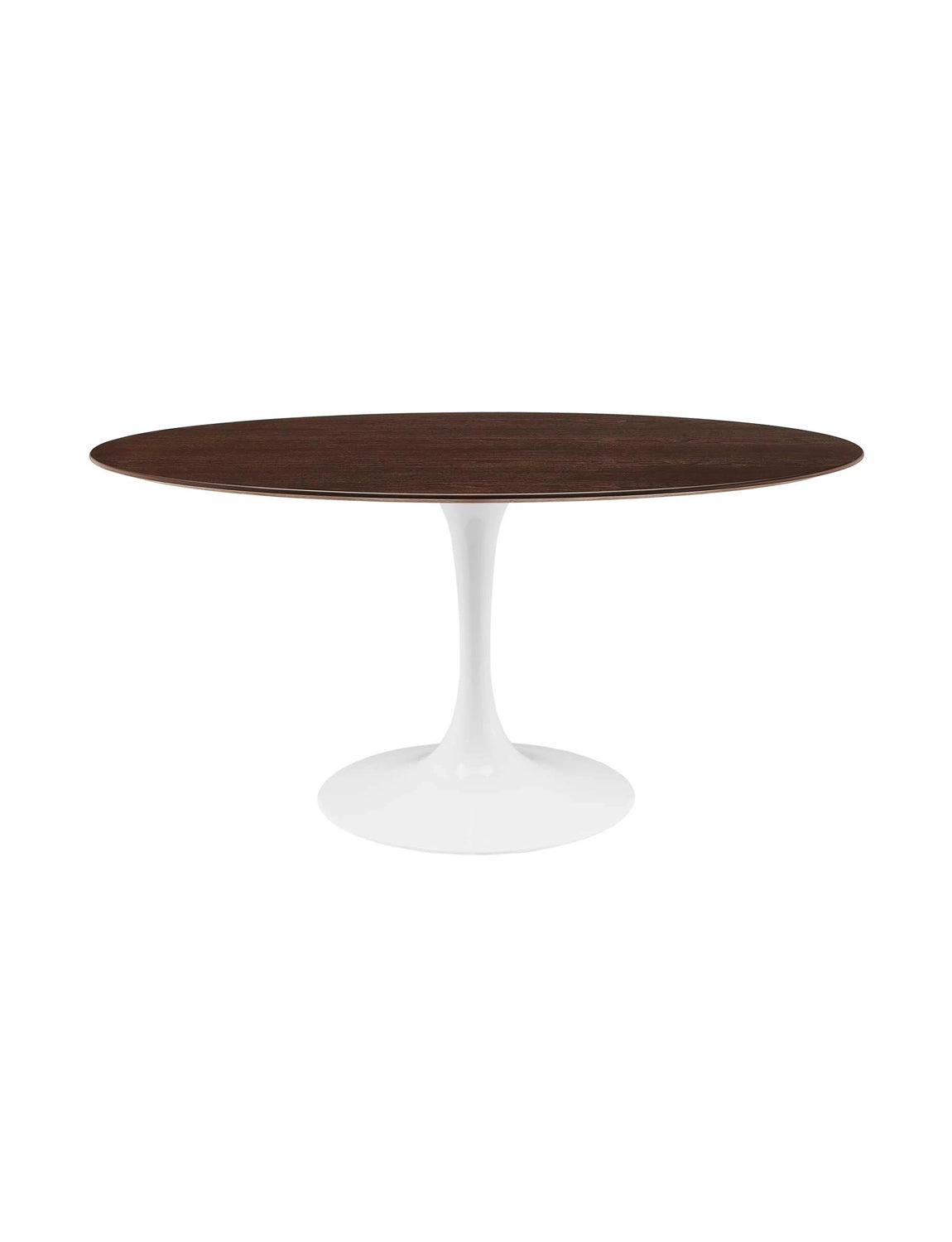 Lily Cherry Walnut Oval Dining Table, white base