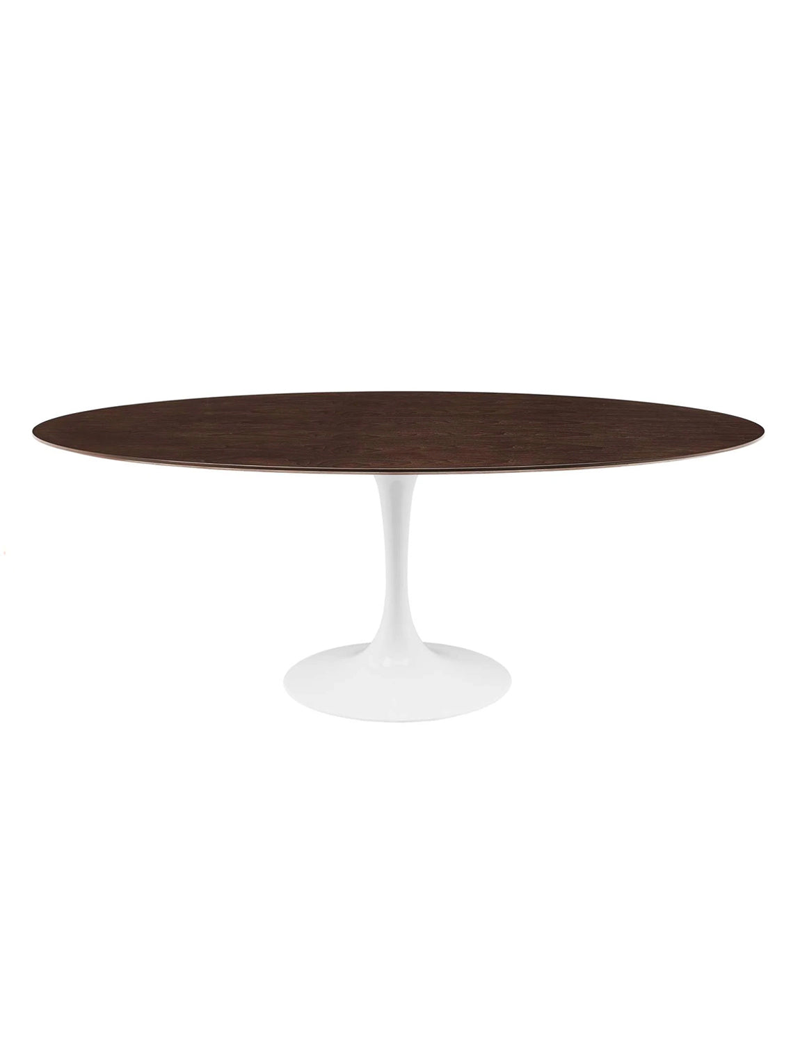 Lily Cherry Walnut Oval Dining Table, white base