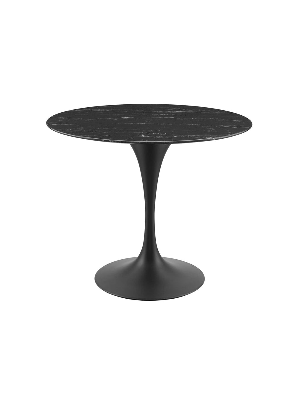 Lily Round Black Marble 48 Dining Table, black base