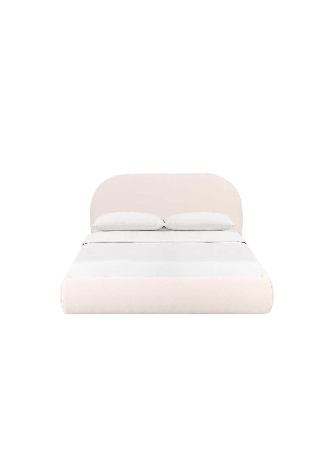 Barry Cream Textured Velvet Queen Bed