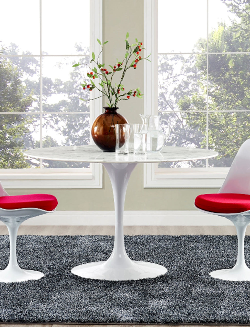 Lily Round Marble 54 Dining Table, white base